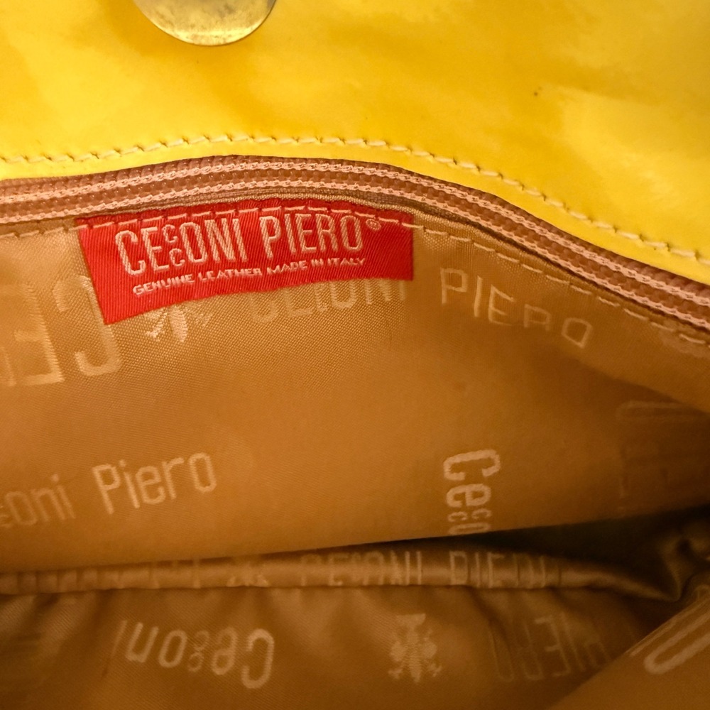 Cecconi Piero Italian Floral Leather Handbag Yellow Purple White Mini Tote Bag - Picture 5 of 15